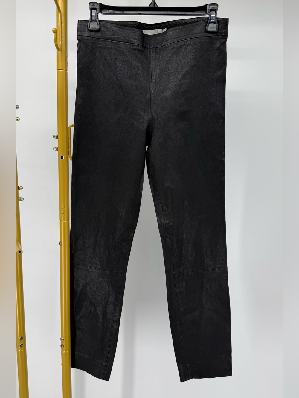 Vince Black Genuine Leather Pull-On Paneled Skinny Leggings Pants Size M